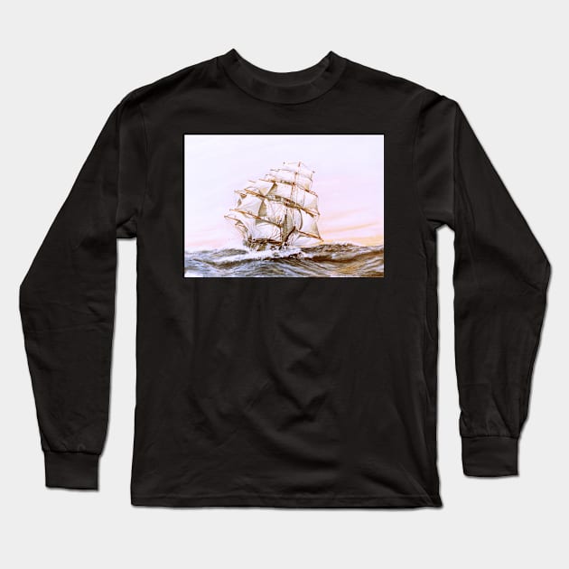 SQUARE RIGGER 'ARIEL'  AT SEA Long Sleeve T-Shirt by MackenzieTar